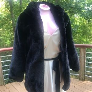 Black Luscious Hooded Faux Fur Coat